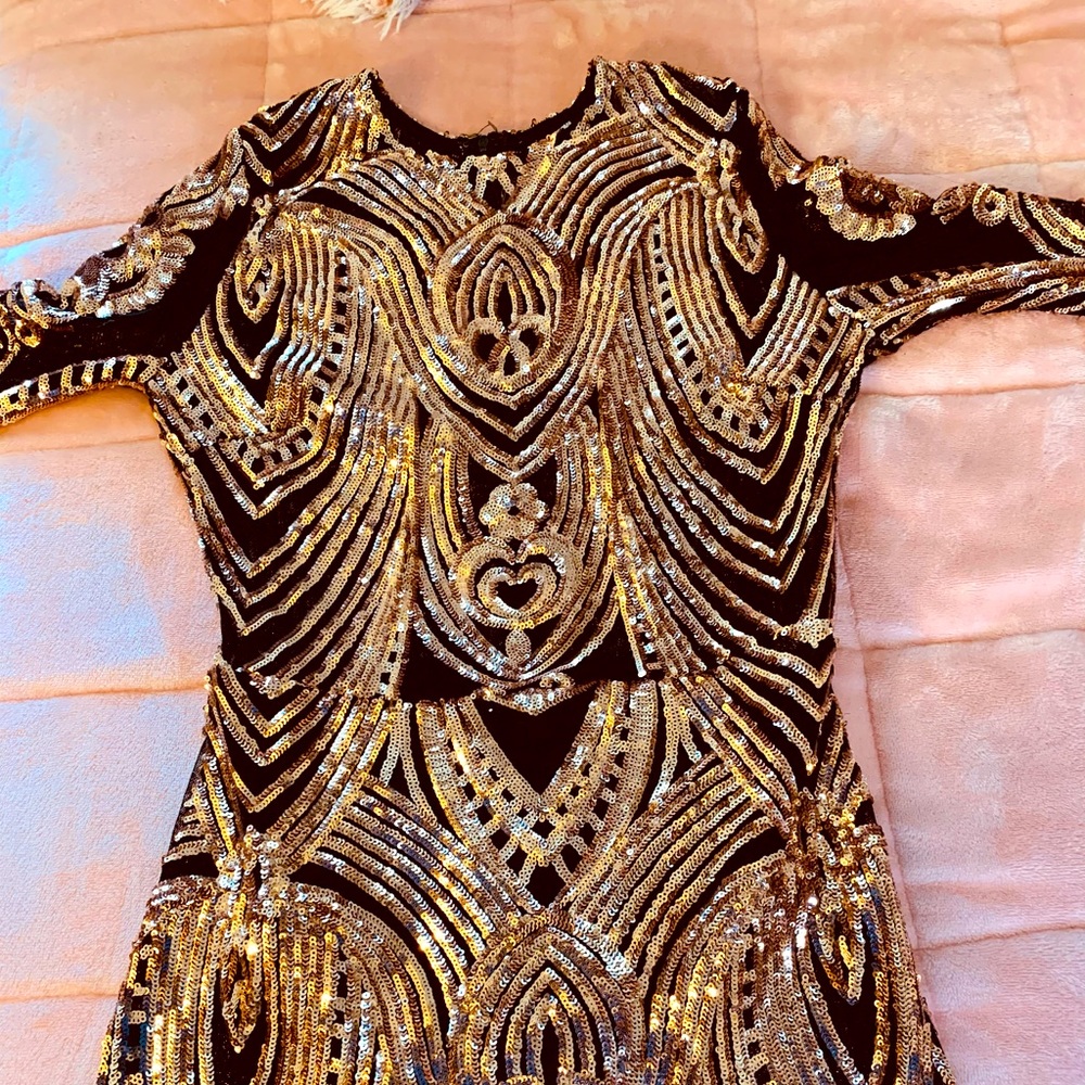 Fashion Nova Black/ Gold Dress